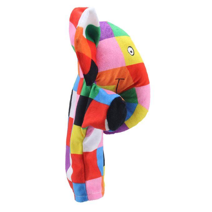 My First Elmer – Marionnette à Main éléphant 24 Cm – Tissu Patchwork Coloré – Dès 18 Mois – The Puppet Company