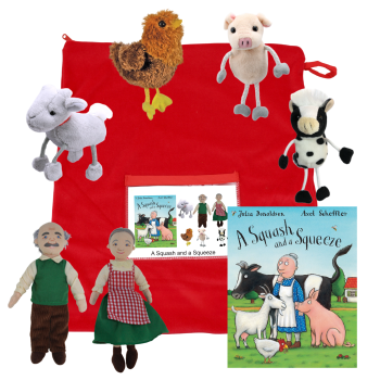 A Squash And a Squeeze book with puppets