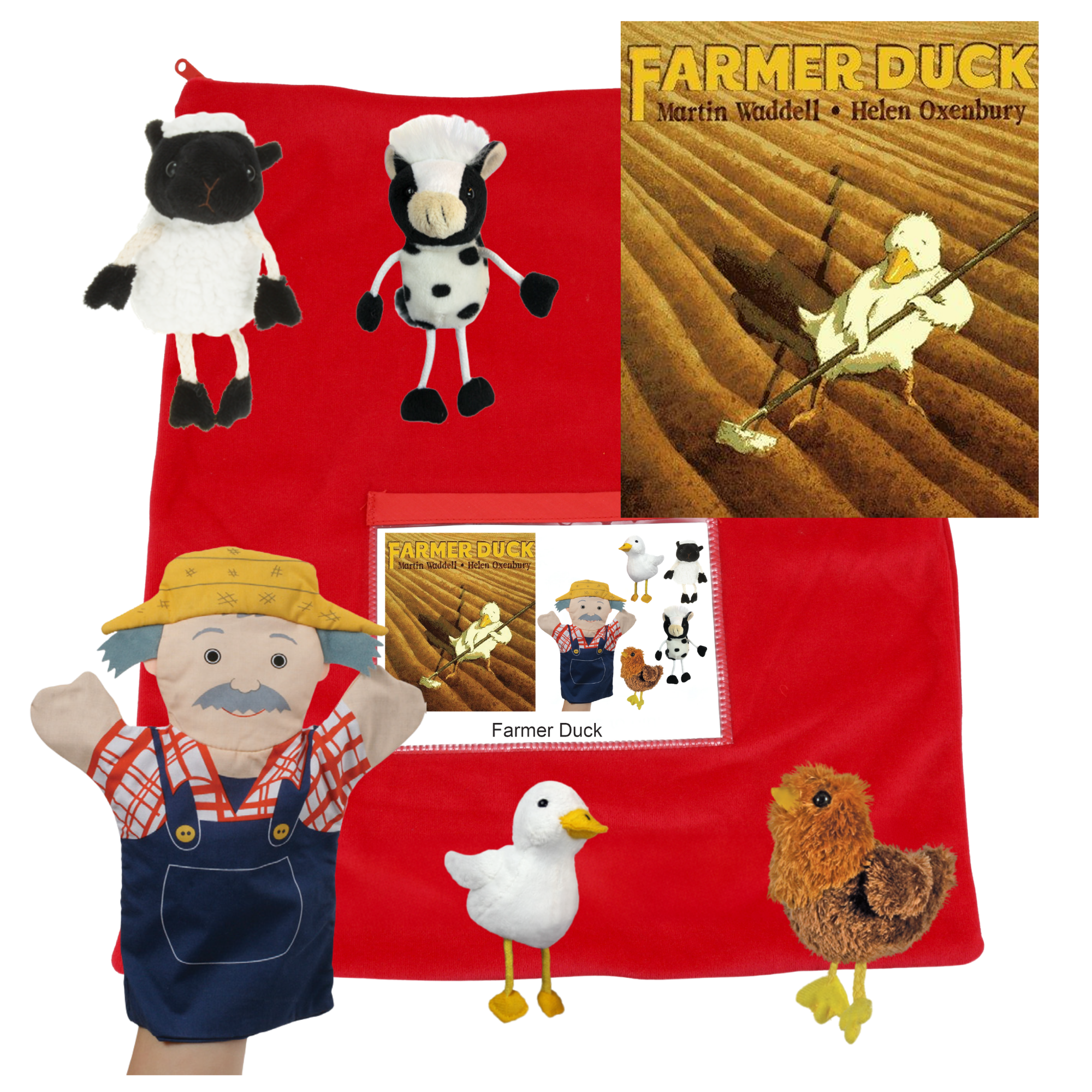 Farmer Duck Book with Farmer Hand Puppet & Finger Puppets
