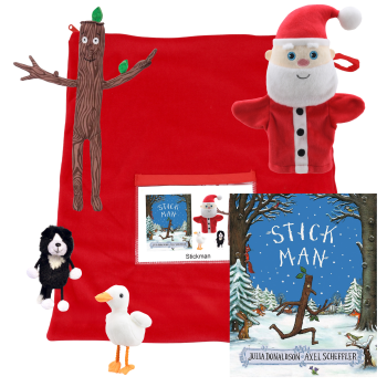 Stick Man Book with Stick Man Soft Toy, Hand Puppet & Finger Puppets