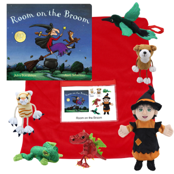 Room on the Broom Book with Witch Hand Puppet & Finger Puppets